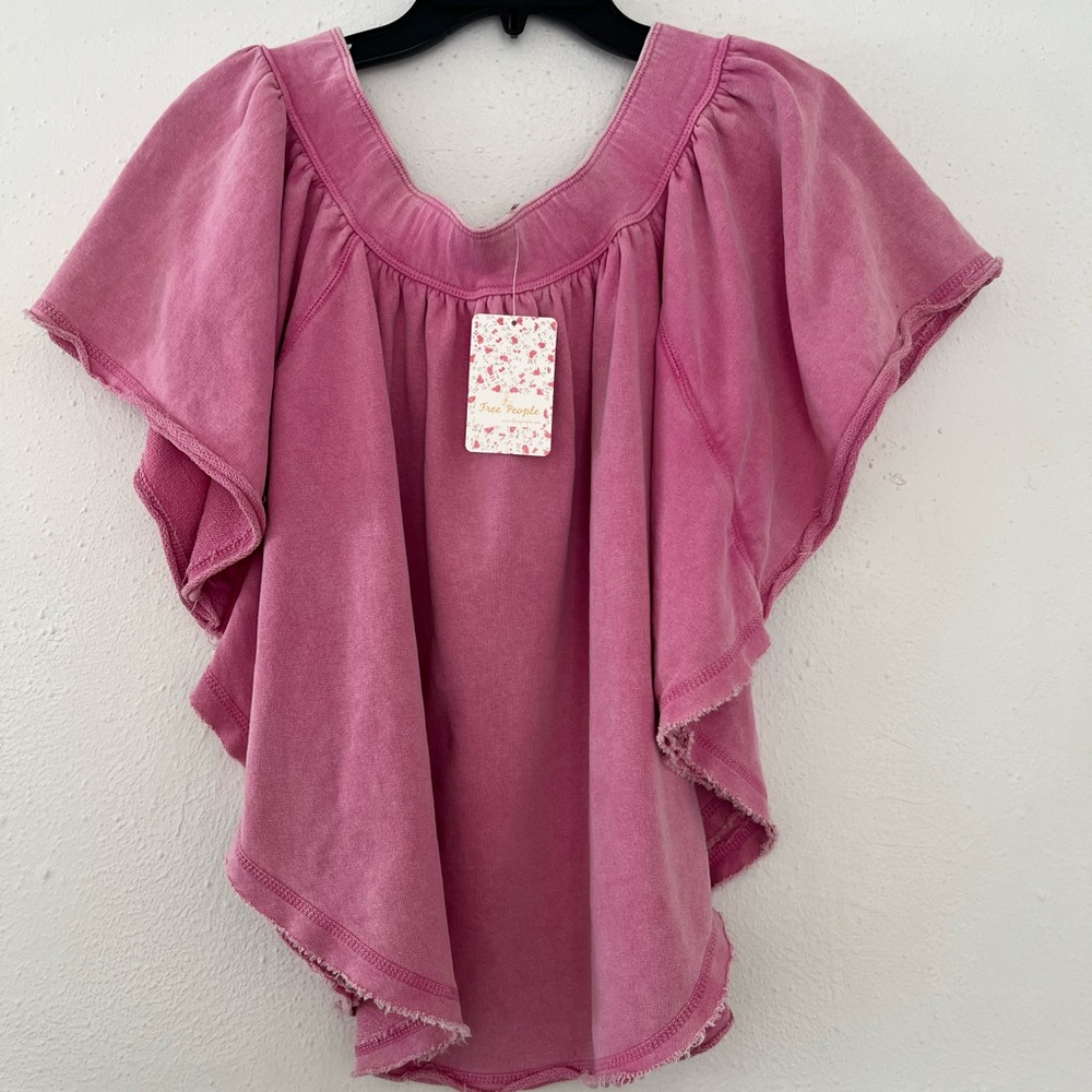 Free People Dusty Rose Flutter Sleeve Tunic Top